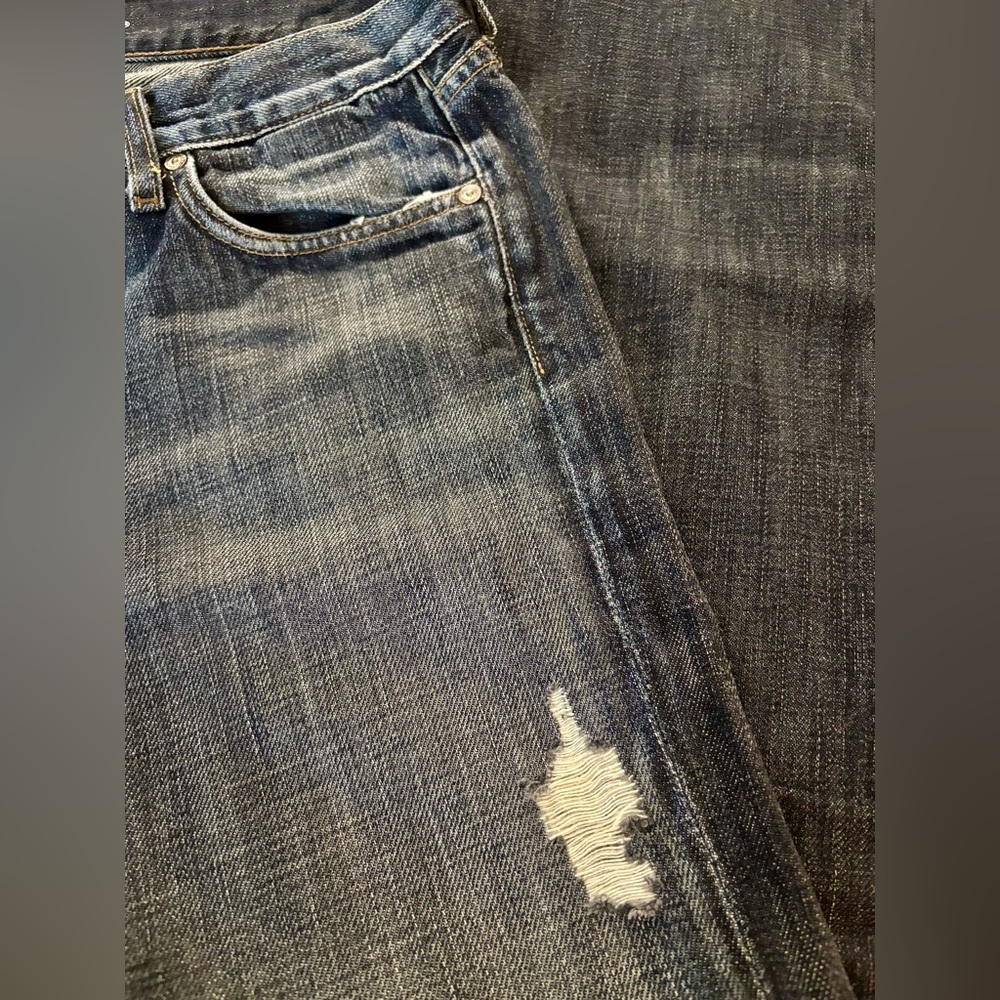 * 7 For All Mankind Dark Blue Distressed bootcut lowrise jeans 31x30 * - Picture 3 of 12